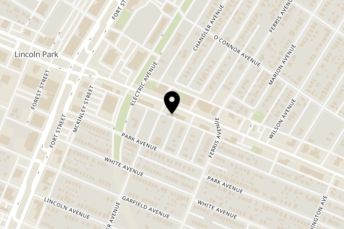 Map showing the location of Pizza Connect & Grill on 1077 Southfield Rd in Lincoln Park
